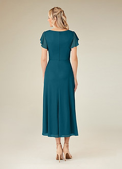 Azazie Vera Mère de la mariée Robes Robe Trapèze en Maille Col V plissé Bleu Encre image4