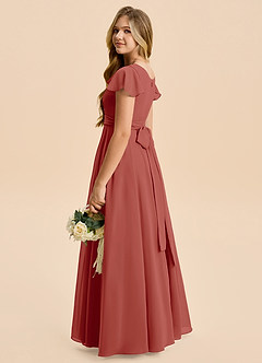 Azazie Cady Junior Terracotta A-Line Pleated Chiffon Dress image6