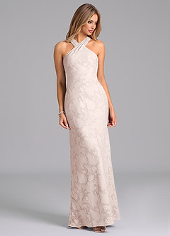 Azazie Doretta Bridesmaid Dresses Blushing Pink Mermaid Pleated Floral Burnout Dress image3