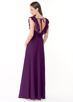 Azazie Yoko Bridesmaid Dresses Grape A-Line Ruched Chiffon Dress image4