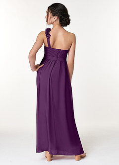 Azazie Flower Junior Grape A-Line Pleated Chiffon Dress image6