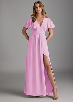 Azazie Zaniah Bridesmaid Dresses Candy Pink A-Line Chiffon Dress image1