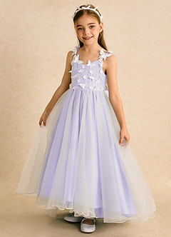 Azazie Darlina vestidos de niña de las flores Vestido de Marfil Lila de Tul de Princesa con Encaje image9