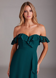 Azazie Lyra Bridesmaid Dresses Pine A-Line Chiffon Convertible Dress image9