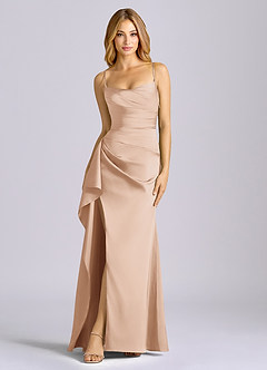 Azazie Sarai Robes de demoiselle d'honneur Robe Fourreau en Satin extensible Corset Rose Anglais image3