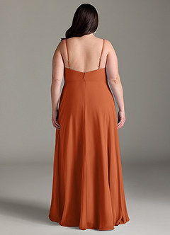 Azazie Akita Vestidos de damas de honor Vestido de Naranja Quemada de Gasa de Corte en A image6