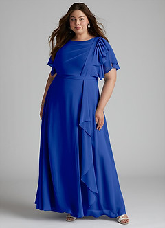 Azazie Aaliyah Modest Bridesmaid Dresses A-Line Scoop Pleated Chiffon Floor-Length Dress image6