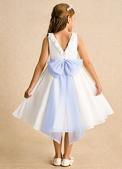Azazie Dani Flower Girl Dresses Ivory Lavender A-Line Bow Chiffon Dress image2