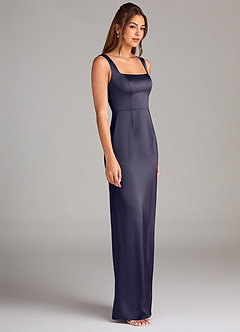 Azazie Flori Bridesmaid Dresses Stormy Sheath Side Slit Stretch Satin Dress image3