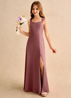 Azazie Makani Girls Formal Blumenmädchenkleider A-Linie Herzausschnitt Chiffon Kleid Wüstenrose image1