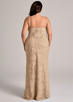 Azazie Tianna Bridesmaid Dresses Champagne Sheath Lace Floral Burnout Dress image9