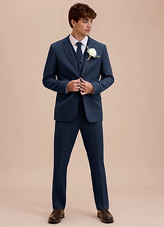 front Ethan Dark Navy Refined Weave 3-piece Suit