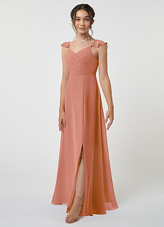 Azazie Amada Junior MAI TAI A-Line Ruched Chiffon Dress image3