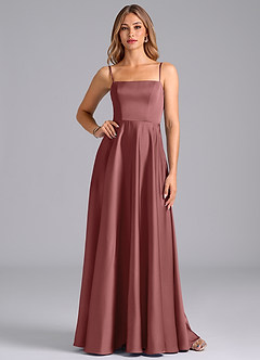 Azazie Elita Brautjungfernkleider A-Linie Plissee Stretch-Satin Kleid Amethyst image1