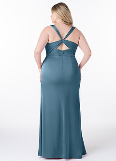 Azazie Mero Bridesmaid Dresses Bermuda Sheath Pleated Stretch Satin Dress image7