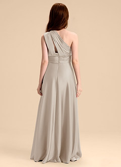 Azazie Charlize Junior Vestido de Escarcha de Satén Elástico de Corte en A con Plisado image2