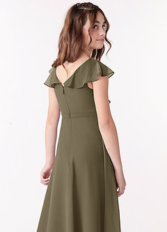 Azazie Posie Junior A-Linie Gestreift Chiffon Kleid Weidengrün image3