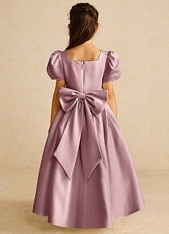 Azazie Zippy Flower Girl Dresses Dusty Rose A-Line with Sleeves Matte Satin Dress image5
