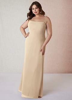 Azazie Tayla Final Sale Champagne Sheath Chiffon Dress image6