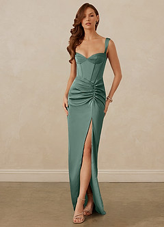 Christian Siriano Bridal for Azazie 1017 Bridesmaid Dresses Eucalyptus Sheath Sweetheart Neckline Stretch Satin Dress image1