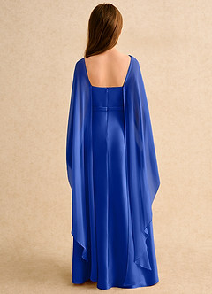 Azazie Fishie Girls Formal Robe Demoiselle D'honneur Fillette Robe Trapèze en Mat Satiné Bleu Roi image2
