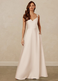 Christian Siriano Bridal for Azazie 1001 Bridesmaid Dresses White Alabaster A-Line Sweetheart Neckline Stretch Satin Dress image1