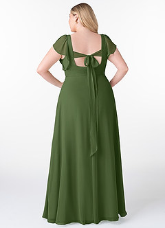 Azazie Syenna Bridesmaid Dresses Olive A-Line Ruched Chiffon Dress image7