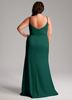 Azazie Deandra Bridesmaid Dresses Emerald Mermaid Pleated Stretch Satin Dress image8