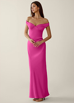 hot pink off the shoulder dress Off-Shoulder Sequined Layers A-line Long Prom with Slit Hunter Green / US 16 nights out Off Shoulder Contrast Mesh Split