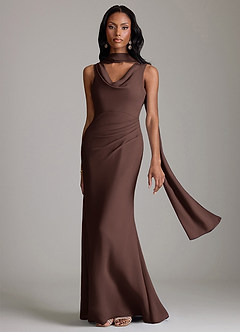 Azazie Linelle Bridesmaid Dresses Ganache Mermaid Pleated Chiffon Dress image1