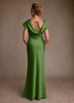 Azazie Shelby Mother of the Bride Dresses Basil Mermaid Pleated Stretch Satin Dress image2