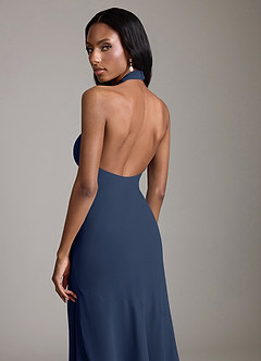 Azazie Lorena Bridesmaid Dresses Dark Navy Mermaid Pleated Chiffon Dress image6