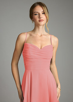 Azazie Ayla Abiti da Damigella Abito A-Line in Chiffon Scollo a Cuore Corallo image5