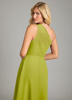 Azazie Phaedra Jurken voor bruidsmeisjes Jurk van Chiffon met A-Lijn One-Shoulder Citroengras image6