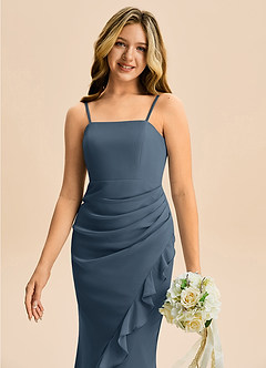 Azazie Buzzy Junior Neptune Sheath Pleated Chiffon Dress image2