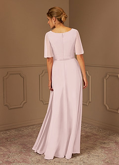 Azazie Tricia Mother of the Bride Dresses Blushing Pink A-Line V-Neck Pleated Chiffon Dress image5