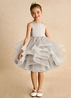 Azazie Tinie Flower Girl Dresses Frost Ball-Gown Bow Tulle Dress image3