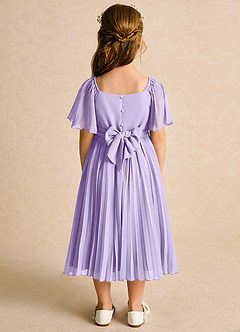 Azazie Gisele Abiti da Ragazza di Fiori Abito A-Line in Chiffon Plissettato Lilla image6
