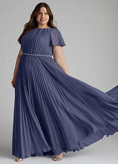 Azazie Kara vestidos de dama de honor modestos Vestido de Corte En A Plisado Hasta el suelo Gasa image10