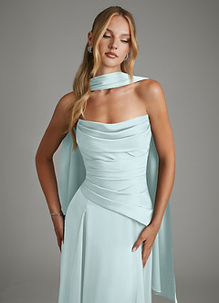 Azazie Gabriela Bridesmaid Dresses Sea Glass A-Line Corset Stretch Satin Dress image5