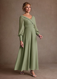 Azazie Paterson Mother of the Bride Dresses Pistachio A-Line Pleated Chiffon Dress image3