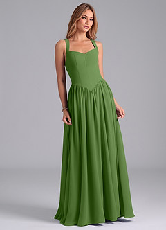 Azazie Francis Bridesmaid Dresses Basil A-Line Corset Chiffon Dress image4
