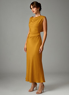 Azazie Kieryn Morsiusneito Mekot Mrenneito Pliseerattu Joustava satiini Nilkan pituus Pukeutua image3