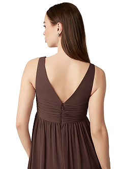 Azazie Yetta Abiti da damigella d'onore premaman Abito A-Line Arricciato con Scollo a V Chiffon Floor-Length image3
