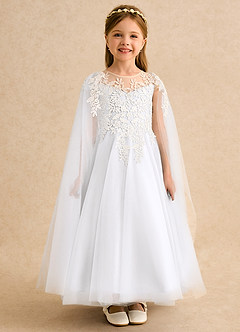 Azazie Dandelion 플라워 걸 드레스 볼가운 레이스 발목 길이 드레스 image3