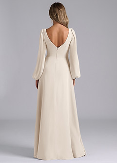 Azazie Liah Bridesmaid Dresses White Alabaster A-Line Long Sleeve Chiffon Dress image6