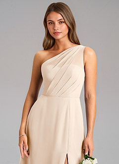 Azazie Phaedra Vestidos de madrinha de casamento Vestido Alabastro Branco de Chiffon de Linha A com Um ombro image8