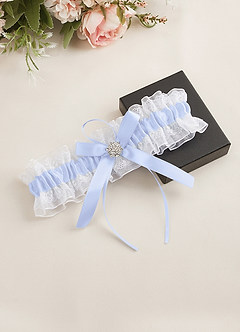 front Strumpfband für Hochzeiten aus blauer Spitze
