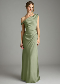 Azazie Emerson Brautjungfernkleider Meerjungfrau-Linie Schulterfrei Stretch-Satin Kleid Pistazie image3