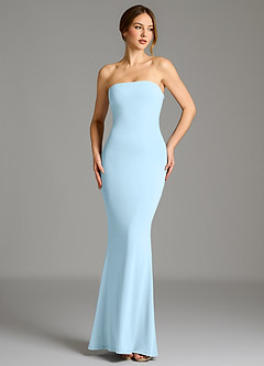 Azazie Shaniya Bridesmaid Dresses Sky Blue Mermaid Strapless Premium Stretch Jersey Dress image1